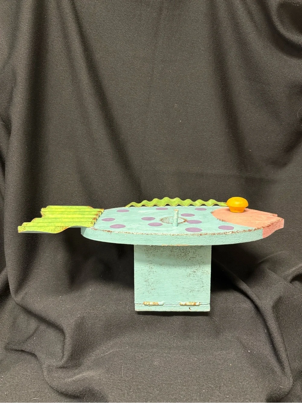 Birdhouse Handpainted Decorative Fish - Pink, Green, Purple Dots
